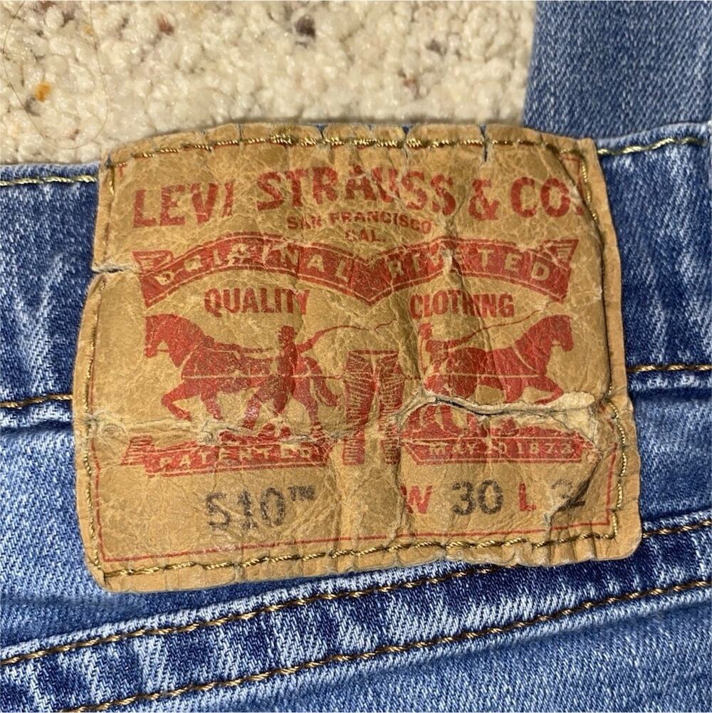 Levi's 510 Mens 30 x 32 Light Wash Blue Stretch Denim Skinny Jeans Slim Fit
